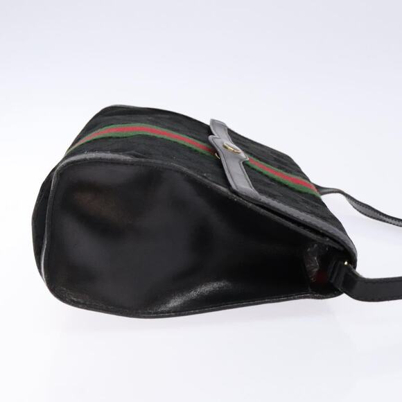 GUCCI Web Sherry Line GG Canvas Shoulder Bag Black Gold 37 04 37 04 - Picture 4 of 16